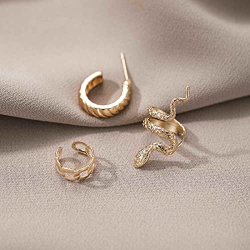 Erimberate Bohemian Snake Ear Cuff Earrings Snake Wrap Earrings Gold Snake Ear Crawler Earrings Snake Climber Cartilage Earrings Vintage Animal Cartilage Earrings Jewelry For Women And Girls 3 Pcs #TOP3
