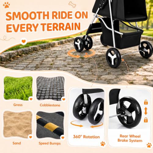 ZENY Foldable 4-Wheel Stroller
