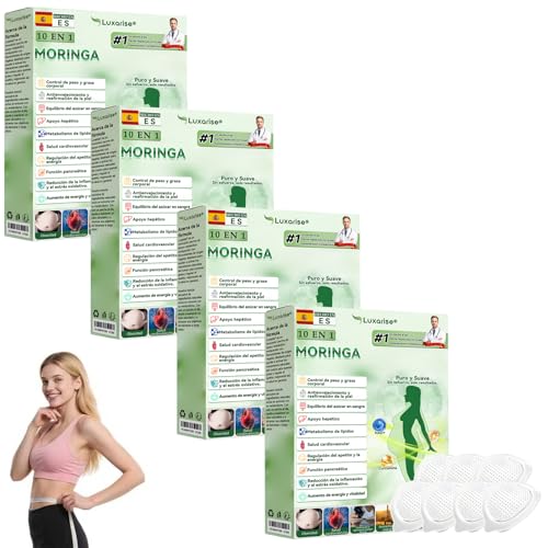 Luxarise 10 EN 1 Moringa Parche, Luxarise Parches adelgazantes, Ingredientes Naturales, para hombres y mujeres (4 Caja)