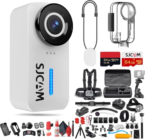 SJCAM C110 Plus Action Camera with 4K Video, Gyro Stabilization, and Audio Recording, Bundle Including: 50-in-1 Action Kit, 64GB Micro SD Card, Card Reader, Card Wallet, and USB‑C Adapter