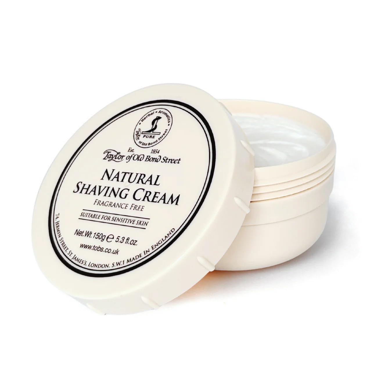 Taylor of Old Bond Street Crema da Barba Natural, Senza Profumo, per Pelli Sensibili, 150g