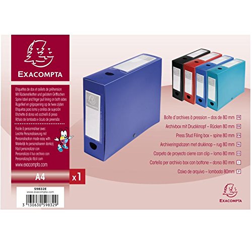 Exacompta Set di 10 scatole da archivio a pressione PP dorso di 80 mm Blu