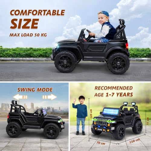 Image of Kawaii Kids 12V 4x4 Battery Operated Ride-On SUV for Kids with Parent Remote Control, Bluetooth, LED Lights, Corrosion-Resistant Paint, Big Size Electric Car for Boys & Girls Age 2-8 Years