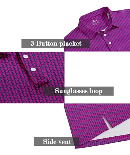 Image of ZITY Men's Golf Shirts Short Sleeve Print Patterns Casual Collared Polo
