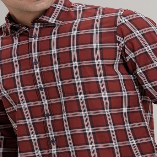 Image of BASICS 100% Cotton Checked Shirt for Men | Slim Fit | Everyday Smart Casual Wear | Full Sleeve