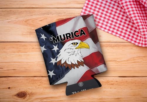 4th of July Funny Can Coolie Murica Bald Eagle American Flag 2-Pack Can Drink Thermocoolers