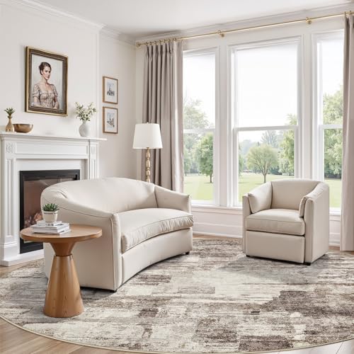 Abstract Living Room Rug 9x9 - Modern Washable Soft Thin