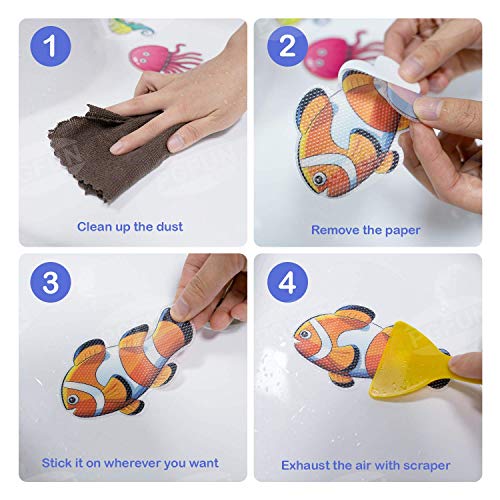 Pgfun 20 Pcs Anti Slip Stickers Cute Sea Creature Non Slip Stickers Tub Tattoos Bath Decals Adhesive Appliques For Bathtub,Shower And Other Slippery Surfaces(With Scraper) #TOP4