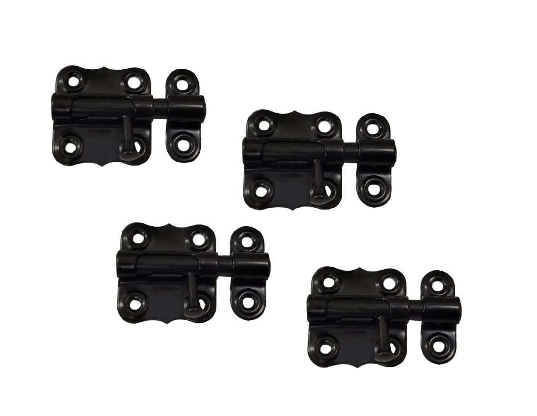 Boulon coulissant pour bloquer les portes qui s'ouvrent, loquet noir en acier 5,1 cm