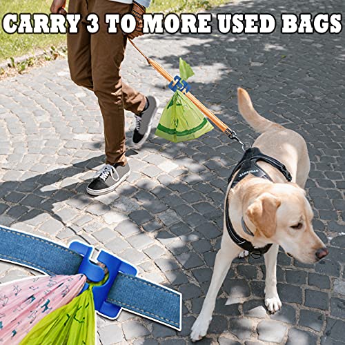 Image of Hands-Free Dog Poop Bag Holder for Basic Dog Leash Used Doggie Poop Bags Carrier for Flat Leash(2 Count,Blue)