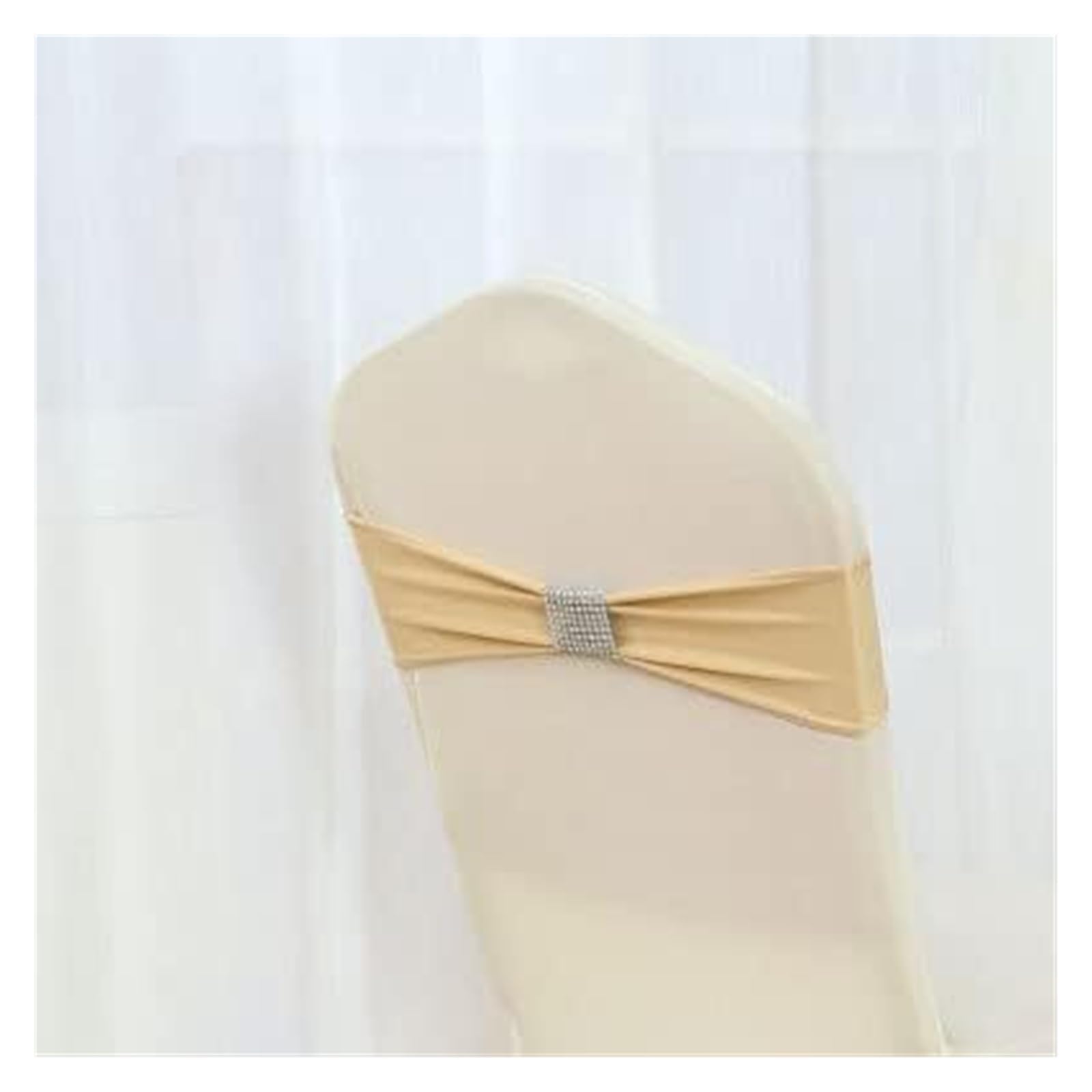 REcsdza chair sashes, Spandex Wedding Chair Sash Bow Tie Ribbon Bands Party Banquet Decoration With Shiny Belt(Champagne)