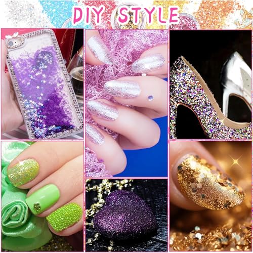 NVTRSD 12 Farben Glitzerpulver Zum Basteln, Nail Glitter Tattoos Körper, Gesicht Epoxidharz, Karten, Dekorieren Und Als Bastelset