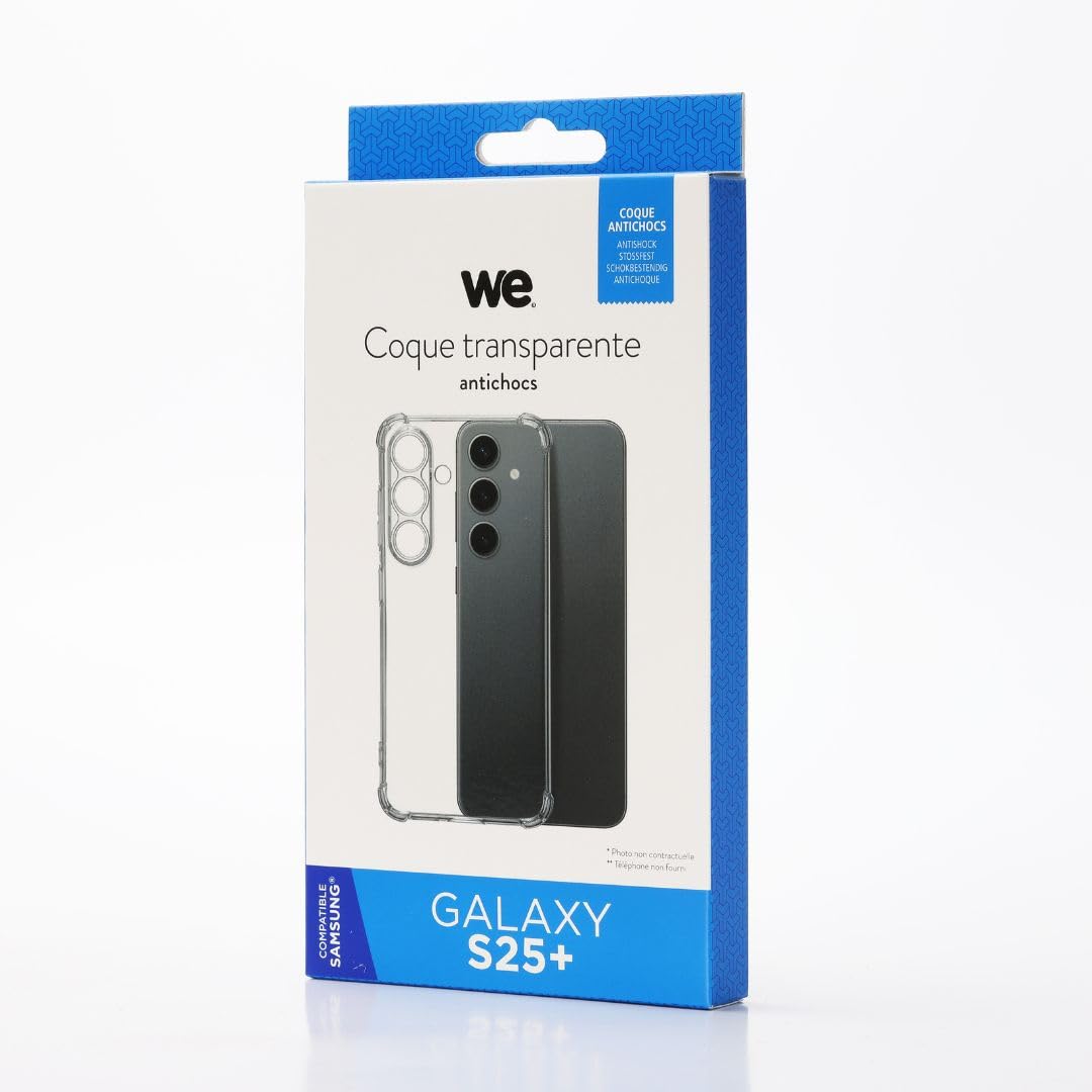 WE Custodia protettiva trasparente, 4 angoli rinforzati, anti-urti, ultra resistente, semi-rigida, compatibile con Galaxy S25 +