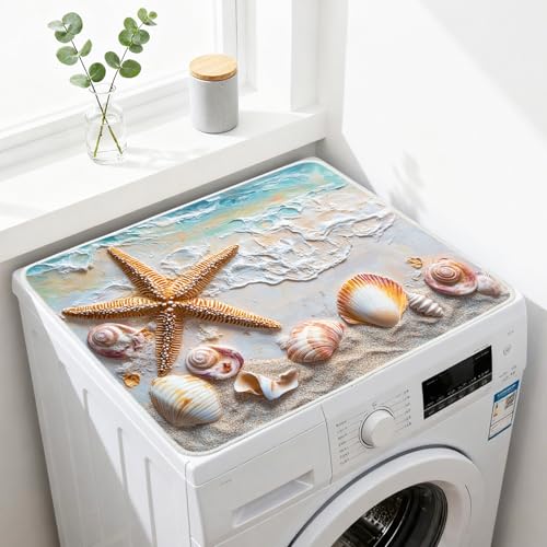 Image of Nuxovilar Stars Shells Dryer Cover Top 23.6x19.6in Protective Mat | Washer dryer covers top stars shells protector mat laundry area home kitchen dust (Stars)