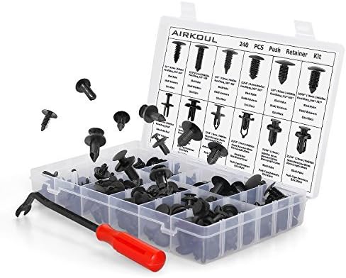 240 PCS Car Auto Push Pin Rivet Trim Clip, Panel Body Interior Assortment Set with Free Fastener Remover -12 Sizes for Ford Toyota Honda Chrysler