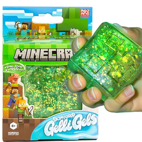 Image of Minecraft SLIMYGLOOP Gelli Gels Creeper, Green Slow-Flow Glitter Squishy Sensory Toy, Squeeze Stress Toy for Kids & Teens, Satisfying Sugar Squish Fidget