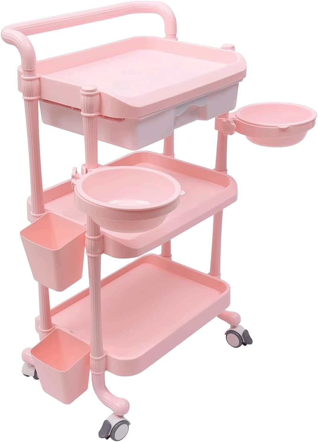 VUIKLCty Salon Rolling Cart 3-tier Salon Cart Salon Tray On Wheels Salon Trolley Abs Plastic Storage Cart For Beauty Spa Trolley Cart