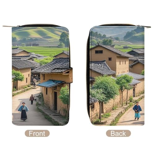 Ancient Town Leather Wallet Long Checkbook Wallets Classic Bifold Ladies Clutch with ID Window3