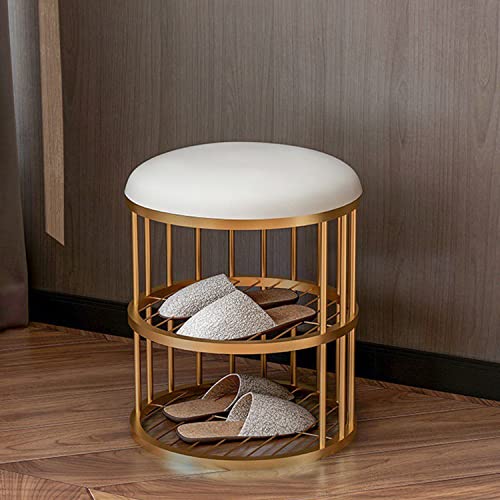 Banc à chaussures moderne en velours blanc de 34 cm pour le rangement de l'entrée - 4