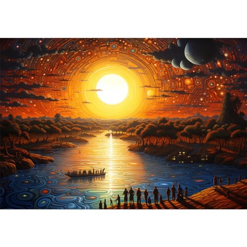 MISITU Mini Jigsaw 1000 Pieces Puzzle, Micro Difficult, Challenging Family Game, Fantasy World Sunset, 15 x 10.2 Inch