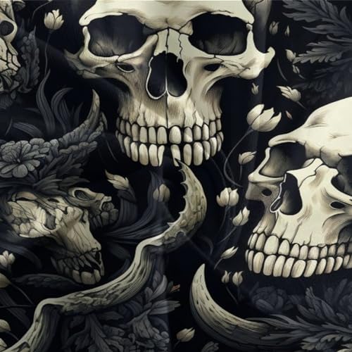 Funda de edredón de calavera 3D negra con fundas de almohada de microfibra 7