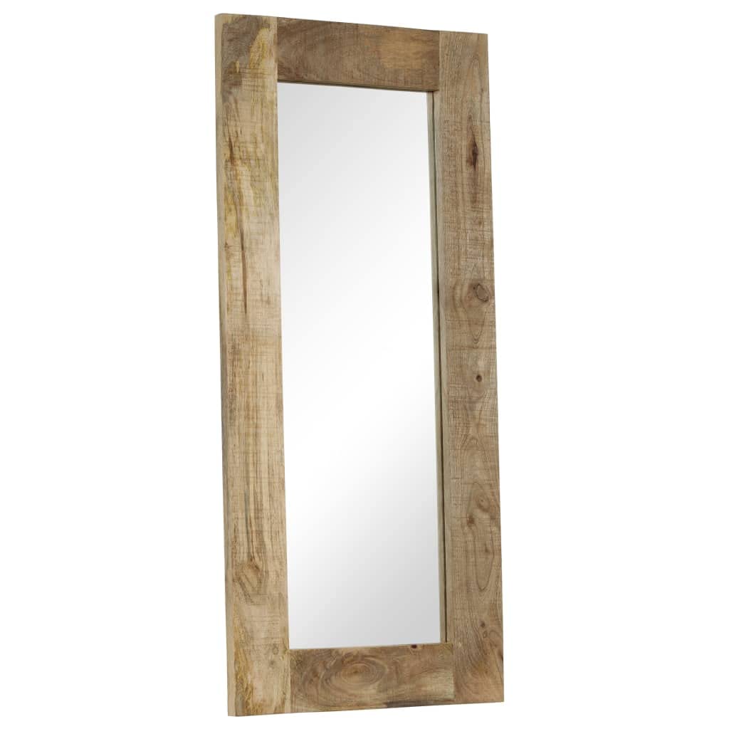 Spiegel Mangoholz Massiv 50 x 110 cm mit Holzrahmen, Vintage Deko für Flur, Badezimmer, Wohnzimmer, Ganzkörperspiegel für Schmink, Rasur, Kosmetik und Ankleide