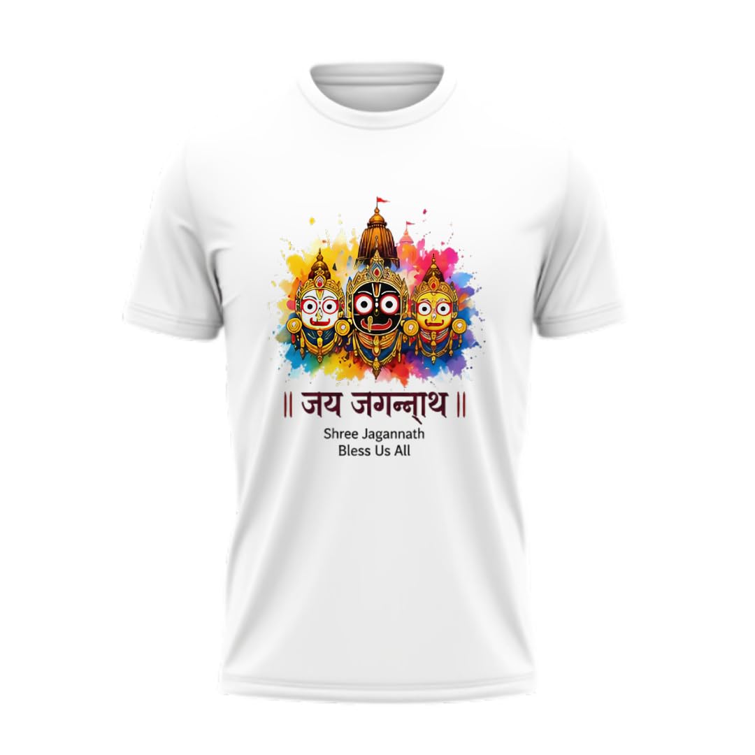 Jai Jagannath Temple Unisex Kids Polycotton T-Shirt | 80% Cotton 20% Polyester, Quick Drying & Breathable, Multi-Direction Stretch, Shrink Resistant, Ages 0-13 Years-image-33