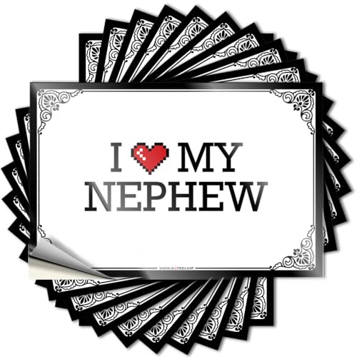 Adhesivo moderno y duradero de vinilo para puerta con texto en inglés 'I Love My Nephew' para uso esencial (8 x 12 cm)