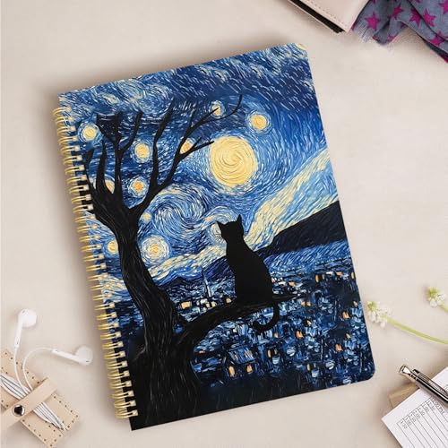 Image of Cute Spiral Notebook 8.5 x 11 lined Journal A4 with Pocket, Galaxy