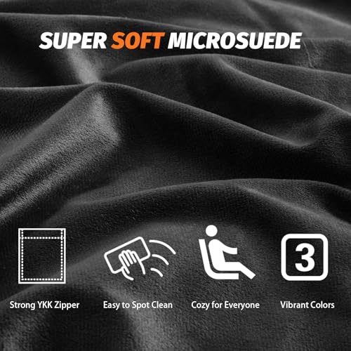 Image of Bean Bag Chairs for Adults - Memory Foam Furniture BeanBag Chair - Kids /Teens Sofa with Soft Micro Fiber Cover - Round Fluffy Couch for Living Room Bedroom College Dorm, Carbon Black