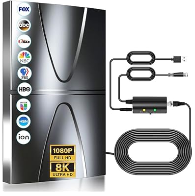 2800+ Miles Range Antenna for Smart TV Indoor/Outdoor,360° Reception Digital TV Antenna for Local Channels and All Smart/Old TVs-38ft Thick Coax Cable and Amplifier