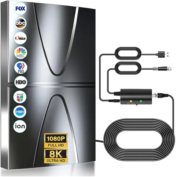 2025 Updated Strongest TV Antenna,2800+ Miles Range Indoor/Outdoor Antenna for Smart TV and All Old TV's,360° Reception Digital TV Antenna for Local Channels-38ft Thick Coax Cable and Amplifier
