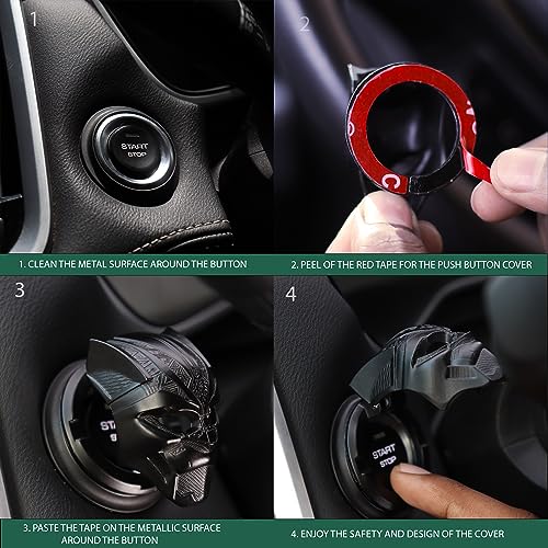 Image of MR WAGON - Protective Car Start Stop Button Cover -Open Close Ignition Cap for Bike and Car -Decorative Car Push Start Button Cover- Auto Accessories for Car Interior (4 cm) Diameter (Black)
