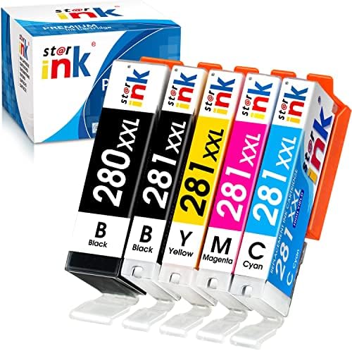 starink Compatible Ink Cartridge Replacement for Canon 280 281 XXL PGI-280XXL CLI-281XXL for Pixma TR8520 TR8620 TR7520 TR8620a TS6320 TS6220 TS6120 TS9120 TS8120 Printer, 5 Packs(PGBK Black C M Y)