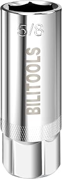 BILITOOLS 5/8 Magnetic Spark Plug Socket 3/8-inch Drive Powerful Retains Thin Wall Spark Plug Socket 6-Point, CR-V