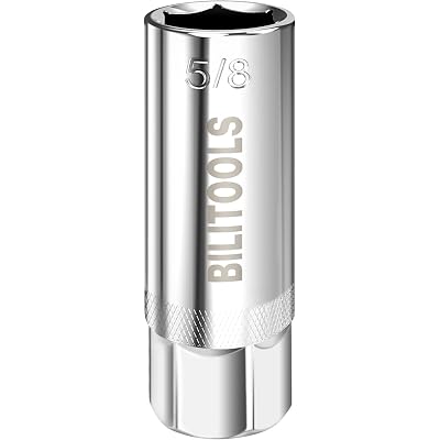 BILITOOLS 5/8'' Magnetic Spark Plug Socket 3/8-inch Drive Powerful Retains Thin Wall Spark Plug Socket 6-Point, CR-V