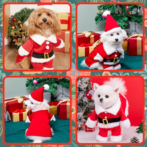 Kleidung für Haustiere Weihnachtsmann, Hundekostüme Weihnachten, Haustier Weihnachtskostüm, Katze Hund Weihnachtskostüm mit Mütze Weihnachtsmann, Für Christmas Party Cute Cats and Dogs Kostüm