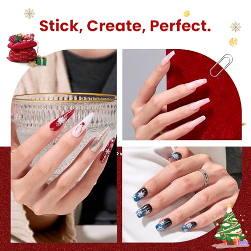 Image of Beetles Snowflake Nail Art Stickers 30 Sheets 3D Nail Stickers White Snowmen Santa Claus Elk Nails Supplies DIY Decals for DIY Decoration Nails Art
