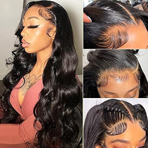 Wingirl 13x5 HD Transparent Lace Front Human Hair Wigs for Women 12A 220% Density Brazilian Body Wave Lace Front Wigs Pre Plucked with Baby Hair (26 Inch (Pack of 1), 220% 1B# Color) Cover