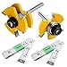 Price comparison product image Tongue and Groove Router Bit Set of 2, YuCool Wood Door Flooring 3-Teeth T-Shape Adjustable, 1/4 Inch Shank Woodworking Milling Saw Cutter Tool + 2PCS 5FT Soft Tape Measure Ruler for Sewing Tailor