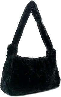 fluffy black handbag