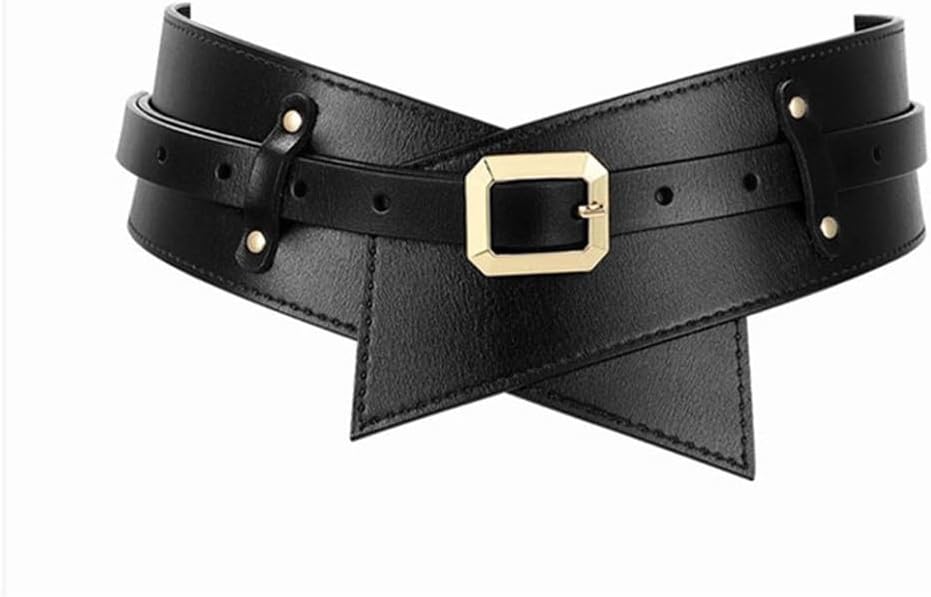 Women's Waistband Wide Belt PU Shaping Golden Small Square Buckle Outer Wear Accessories Decoration