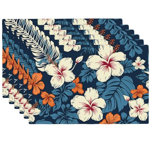 Set de table hawaïen lin tissé pliable lavable taille unique - 2