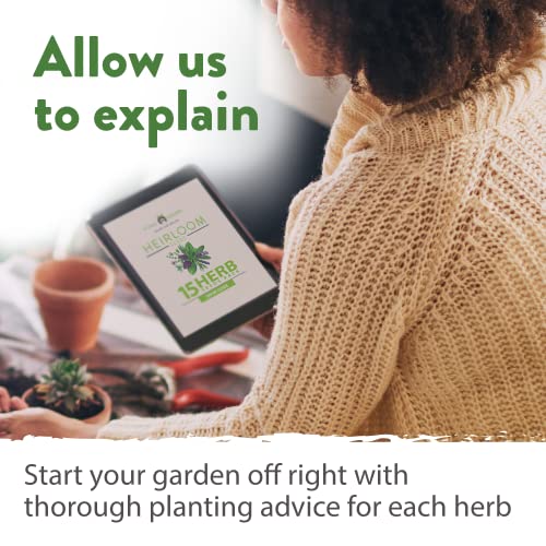 15 Culinary Herb Seeds Vault - Heirloom & Non Gmo (2X More) 4900+ Seeds For Planting Indoor Or Outdoor Herbs Garden | Gardening Gift For Men Women - Basil, Cilantro, Chives, Lavender, Mint, Thyme #TOP7