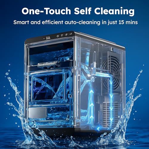 Image of Kilig A-01 Countertop Crescent Ice Maker | 16 Cubes in 12-15 Mins | Crystal-Clear Slow-Melting Ice for Home, Office, Bar & Party- Black