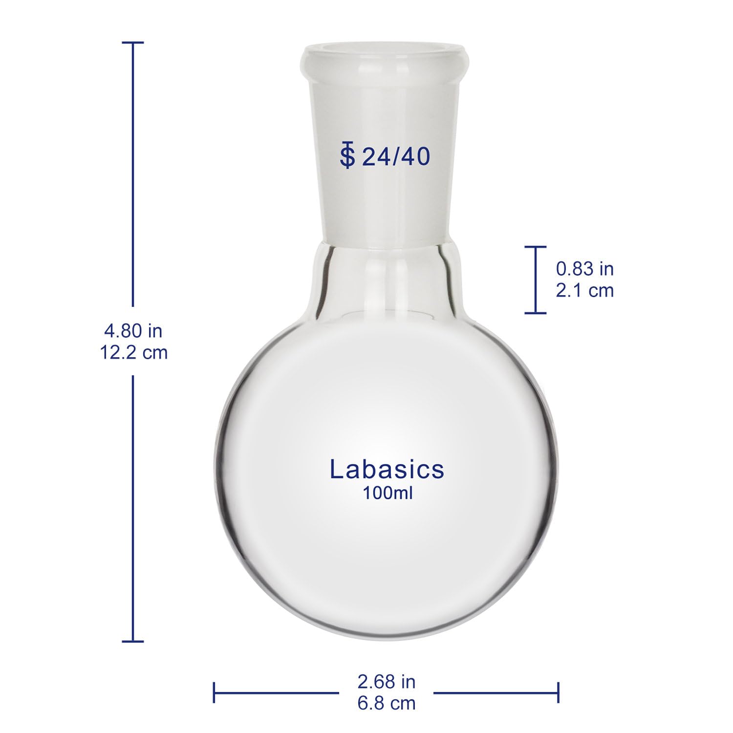 Labasics Round Bottom Flask, 100 ml, Borosilicate Glass, Transparent — Amazon image 4