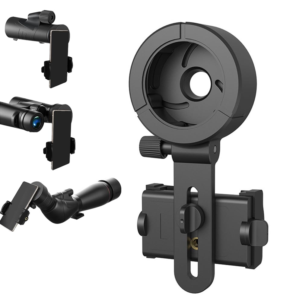Smartphone Telescope Adater, Univsesal Adjustable Smartphone Telescope Adater, Univsesal Phone Mount Compatiable with Monoculars, Binoculars, Telescope, Spotting Scope, Microscope