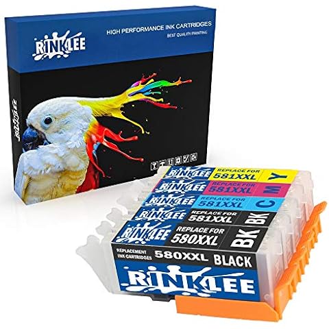 RINKLEE 5 Compatible PGI-580XXL CLI-581XXL Ink Cartridges Replacement for Canon Pixma TR7550 TS6151 TS6251 TS6350 TS6351 TS705 TS8150 TS8152 TS8250 TS8251 TS8252 TS8352 TS9150 TS9550 TS9551 TS9551C Cover