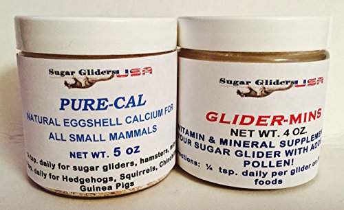 SUGAR GLIDER 'DYNAMIC DUO' LARGE SIZE 4 OZ 'GLIDER-MINS' VITAMINS W. BEE POLLEN
