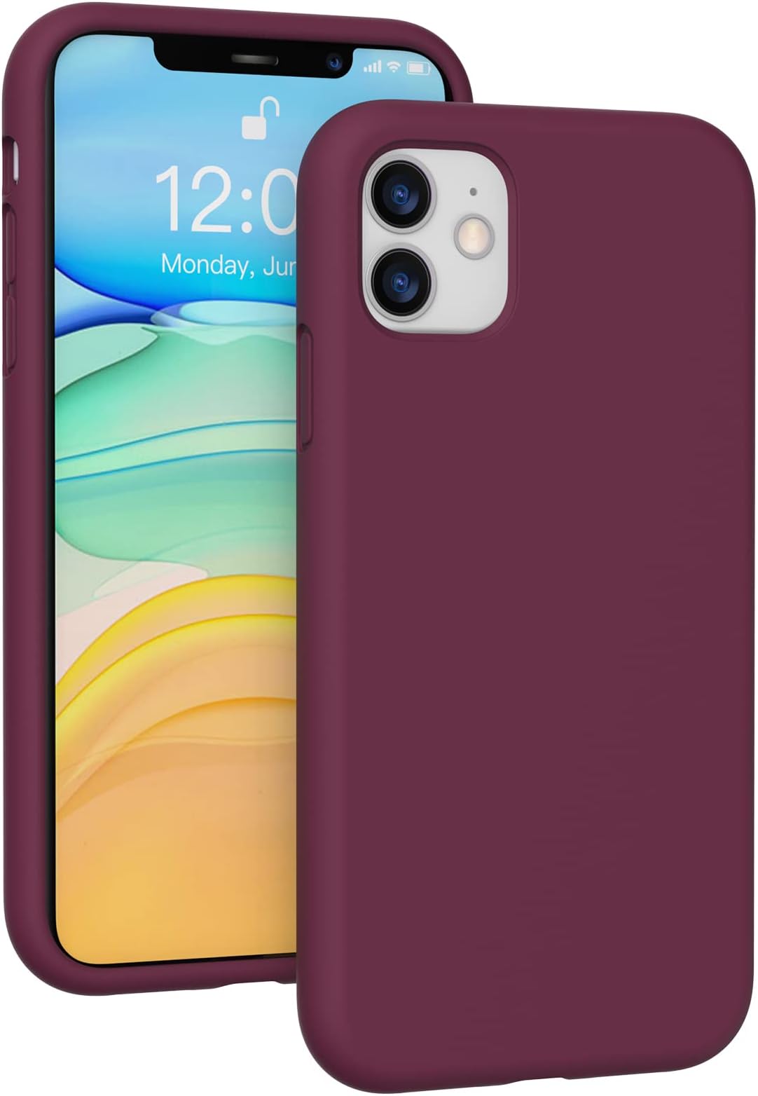 K TOMOTO Compatible with iPhone 11 Case 6.1 Inch, Liquid Silicone Gel Rubber Full Body Protection Cover with Soft Microfiber Lining, Shockproof Protective Phone Case for iPhone 11, Wine Red